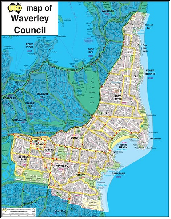 Waverley Council Local Government Area Large Map 1 7 000 LGA 